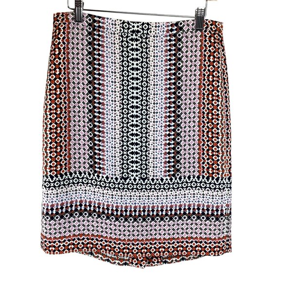 J.Crew Skirt Size 6 Pencil Drapery Geometric Print Pink‎ Geo Lined - Picture 1 of 8